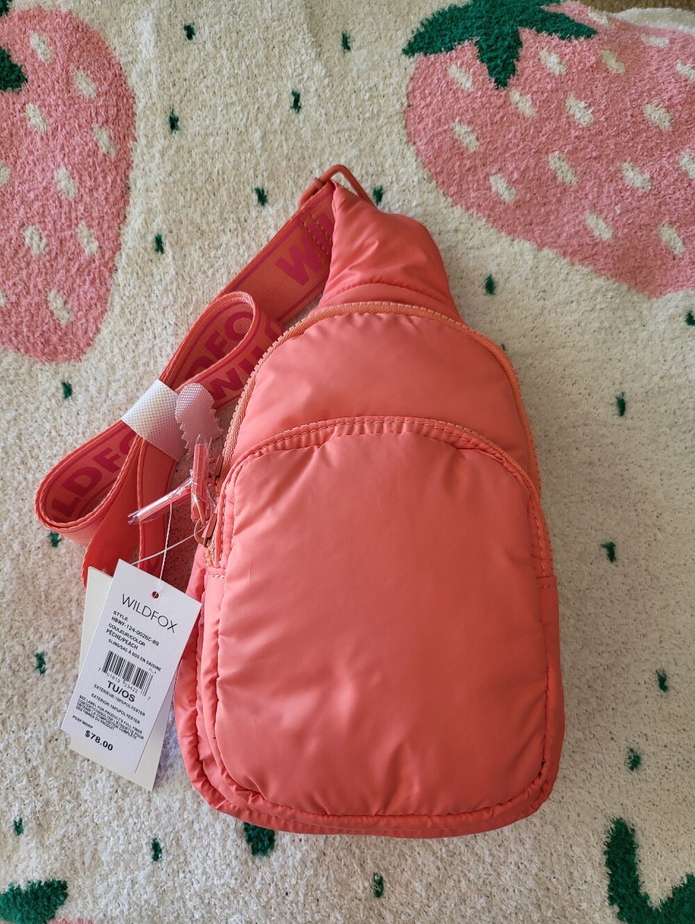 Wildfox Peach Sling Bag - Double Pocket - NWT $78 Retail